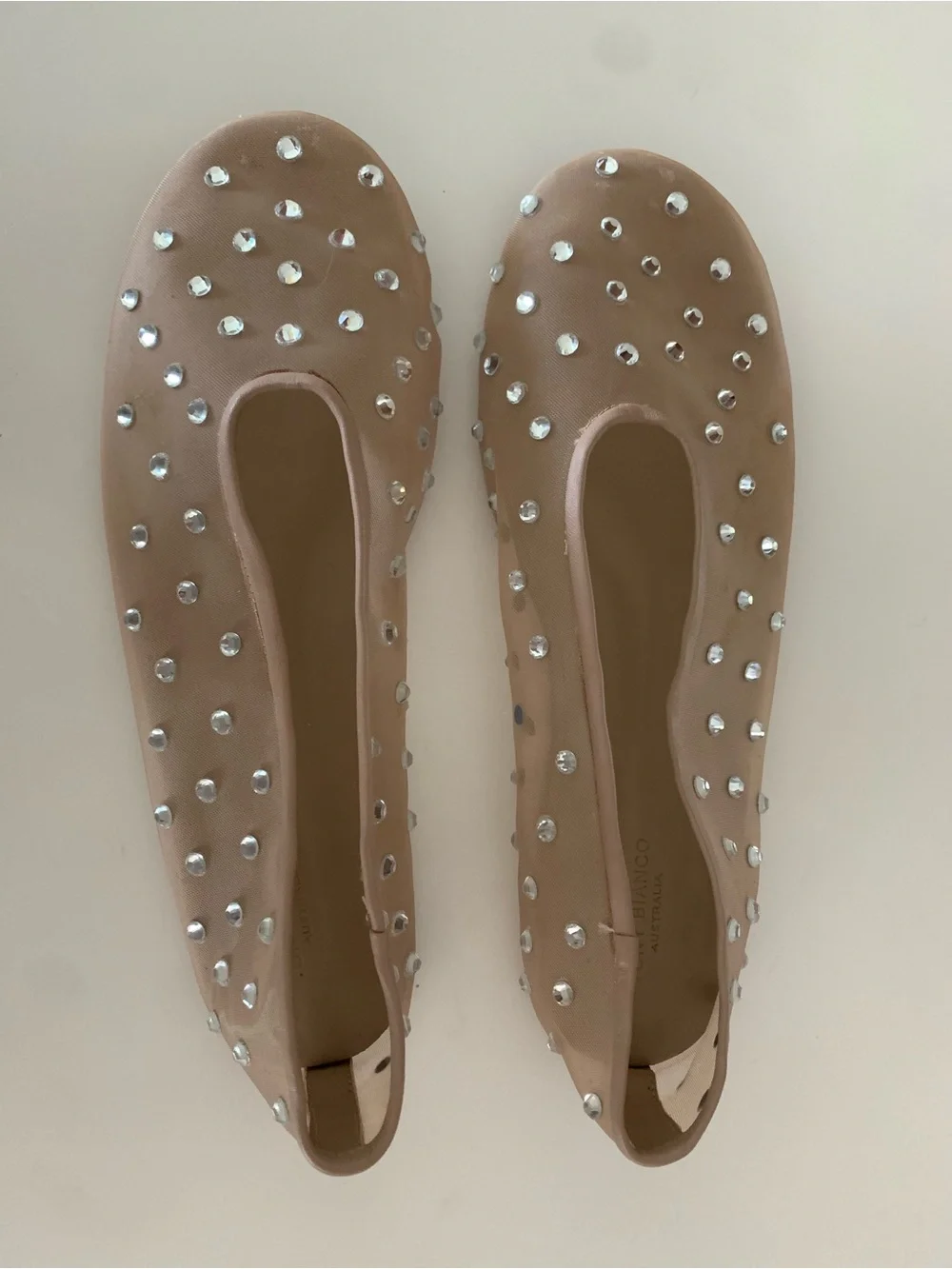 Tony Bianco Nude Crystal-Embellished Ballet Flats